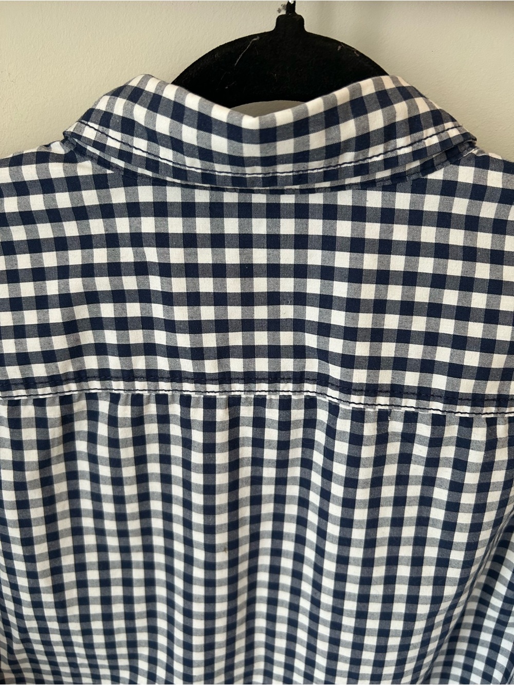 American Rag Slim Fit Navy Gingham Button Down Shirt Men’s L 16 inch neck - Picture 8 of 12